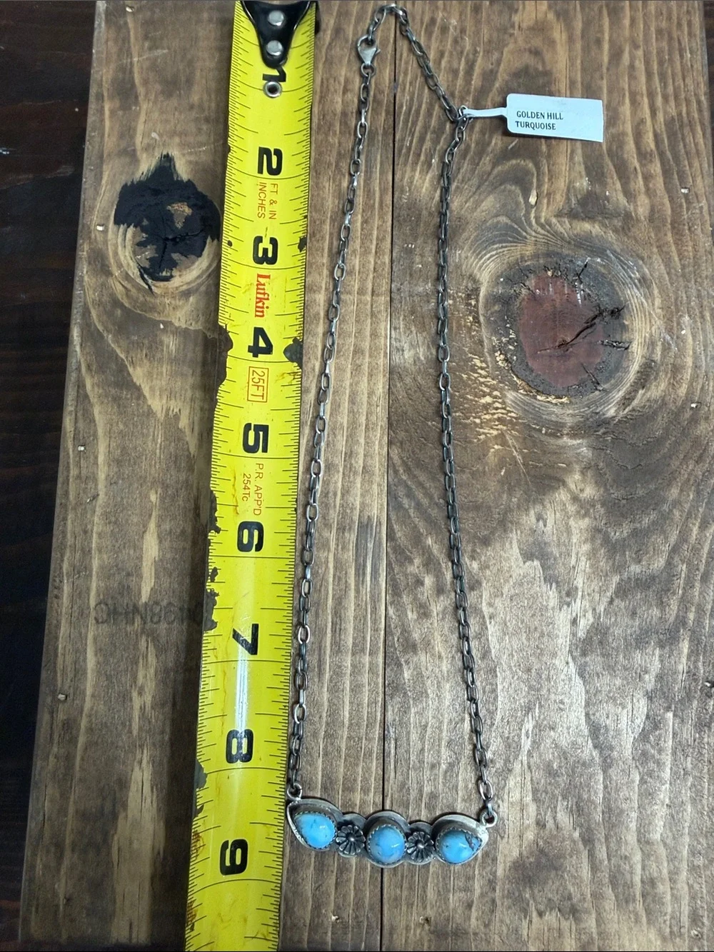 Sterling Silver Golden Hills Turquoise Floral Bar Necklace